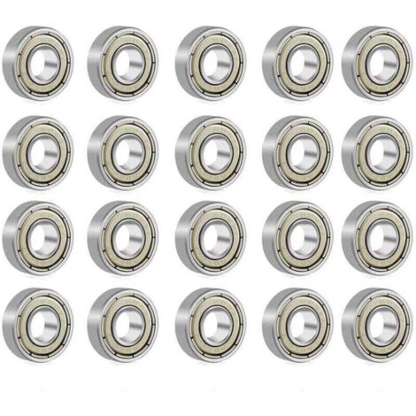 Roulements à billes métalliques doublement blindés 608 ZZ pour patins à roulettes, skateboards, longboards et waveboards, 8 x 22 x 7 mm, lot de 20 (1/4)