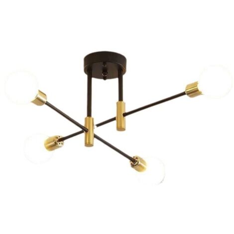 Lustre style industriel vintage, plafonnier 4 lumières, lustre vintage, plafonnier noir d'intérieur, idéal pour chambre, couloir ou cuisine. (1/4)