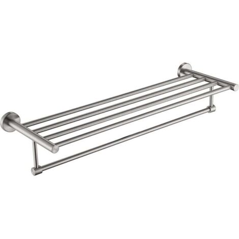 Porte-serviettes mural  Modern Premium simple et quadruple à base ronde (61 cm) - Finition brossée, acier inoxydable (1/4)