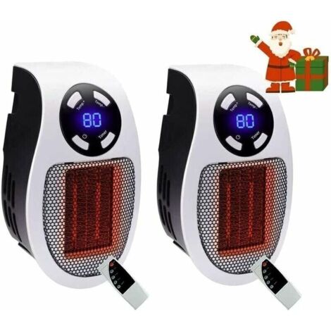 2pièces 500 Watts Chauffage Soufflant Ceramique Mini Chauffage Soufflant Chauffage Dappoint éConomique Portable Chauffage sur Prise avec Thermostat et Minuterie, pour Bureau, Chambre, Salon (1/4)