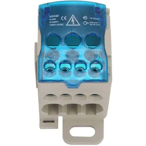Boîte De Jonction,80A Bornier Electrique, Répartiteur Electrique, Bornier rail din 16 mm², Bornier de Neutre, Boite de distribution, Pour Armoires De Distributio armoires haute tension