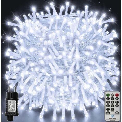 Guirlande lumineuse LED 100m 1000LED, guirlande lumineuse de Noël IP44 étanche avec télécommande et minuterie, 8 modes, décoration de fête pour Noël, anniversaire, mariage, salon, blanc Froid (1/4)