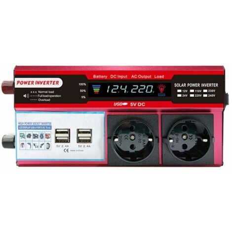 Onduleur solaire haute efficacité onduleur à onde sinusoïdale pure maison voiture RV convertisseur d'énergie solaire avec écran LCD 1000W