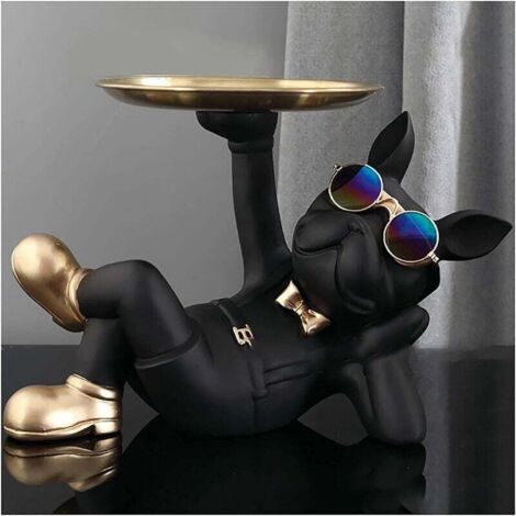Statue et autre objet décoratif Bouledogue Français Sculpture Statue Décoration de Bureau (Casual Bulldog Noir) - Le noir (1/5)