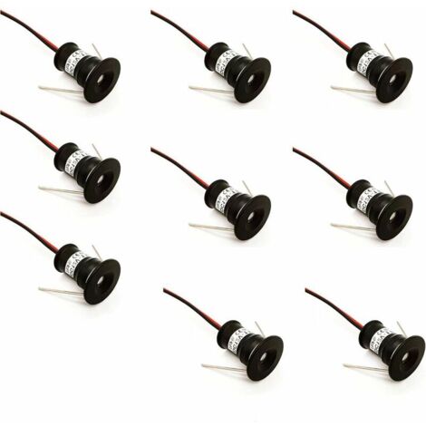 Noir 9pcs 12V 1W Mini Spot LED Spots Encastrables pour Cuisine Escaliers Placard Couloir DIY Éclairage Blanc Chaud Blanc Froid Vitrine Petit Plafond IP65 3000K (120° Blanc Chaud) (1/5)