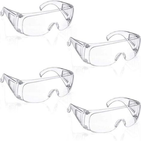 Xinlon 4 Paires Lunette Protection, Lunettes de Sécurité Transparentes, Lunettes de Protection la Sécurité en Laboratoire, Lunettes de Sécurité- (1/4)