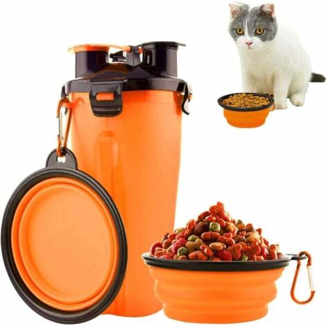 Gourde pour chien, biberon pour chien et biberon 2 en 1, bouteille d'eau pour chien avec 2 écuelles pliantes, gourde portable pour chien pour les déplacements, le camping, la marche, la randonnée, l'e (1/5)
