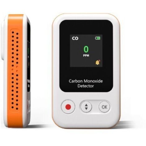 Détecteur de Monoxyde de Carbone Portable pour Voyage Camping Voiture, Alarme de CO Portatif, Mesureur de Monoxyde de Carbone avec Batterie Rechargeable Intégrée, orange