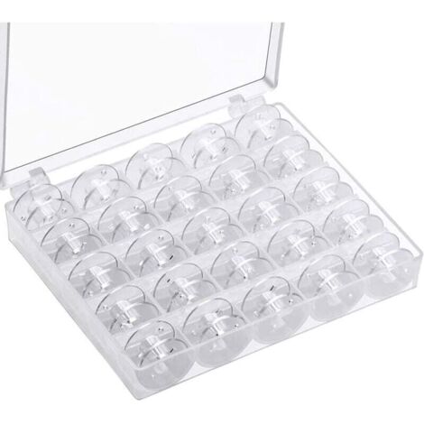 Canette Machine a Coudre,Bobines pour Machine à Coudre Canettes de Couture Universelle Bobine de Machine à Coudre en Plastique avec Boîte de Rangement (25 pièces Transparente) (1/4)