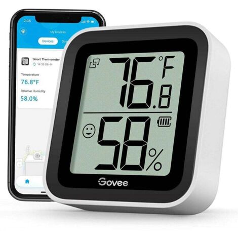 Thermomètre Hygromètre Bluetooth Moniteur d'humidité de température numérique pour la maison, capteur d'humidité de température sans fil pour serre, cave, chambre, alerte de notification, stockage de  (1/5)