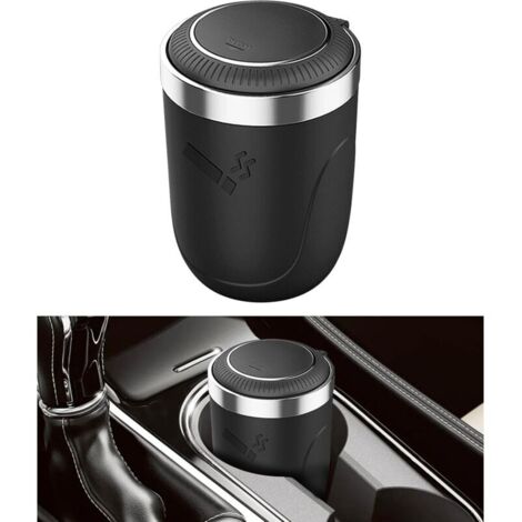 Cendrier Voiture,Cendrier Voiture Anti Odeur,Cendrier Avec Couvercle,Cendrier Voiture Led,Cendrier en Acier Inoxydable,Cendrier de Voiture,Convient aux de Pièces Automobiles(Schwarz) (1/4)