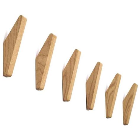 Lot de 6 patères en bois vintage, patères en bois, capacité de charge 5 kg, patères murales, patères peignoir, patères chapeau, patères, patères multi-usages, patères clés (lot de 6) (1/4)