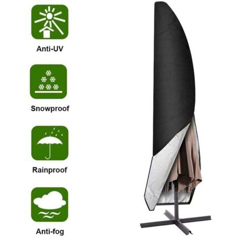 Housse de protection pour parasol de jardin 265 cm - Couverture étanche en Oxford, couleur noire (1/4)