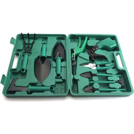 10 Pièces en Acier Inoxydable Outils de Ensemble d'outils de Jardin Outils de Jardinage avec étui de Transport et Gants de Jardinage, Cadeaux pour Les Amateurs de Jardinage (Vert) (1/4)