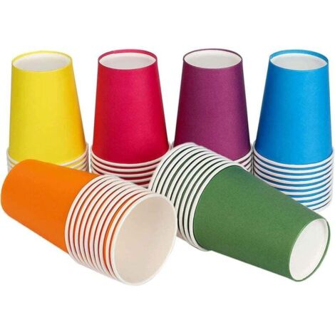 60 Pièces Gobelets Carton Colorés, 250 ml Multicolore Verres Carton Jetables Biodégradable, pour Enfants Bricolage Mariage Fêtes Café Thé Boissons Chaudes et Froides (1/4)