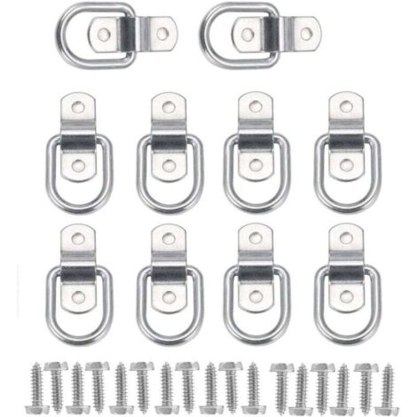 10Pcs D Anneau D'arrimage Anneau d'ancrage de Charge Ancrage de Remorque Anneau D'arrimage Forgé avec 20 Pièces Vis pour Sécuriser la Charge dans Le Camion Remorque (1/4)