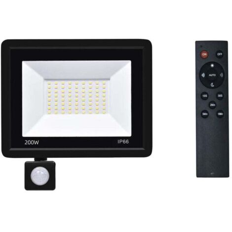 200W Projecteur Led Exterieur Detecteur de Mouvement, 72 Leds Blanc Froid Super Lumineux Spot , 6500K 16000 LM IP66 Etanche Eclairage Avec Detecteur pour Jardin, Patio, Garage (1/4)