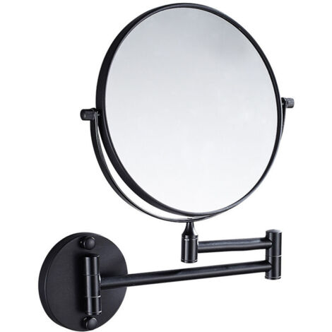 Miroir télescopique de salle de bain miroir de courtoisie pliant miroir de beauté miroir mural de salle de bain miroir grossissant - noir, 1pc Miroir grossissant (1/4)