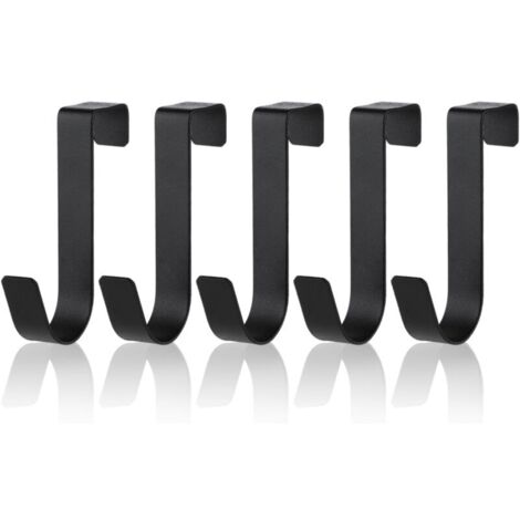 Lot de 5 crochets porte-serviettes en acier inoxydable étanches pour porte de salle de bain en verre sans cadre 2,1 cm Noir mat (1/4)