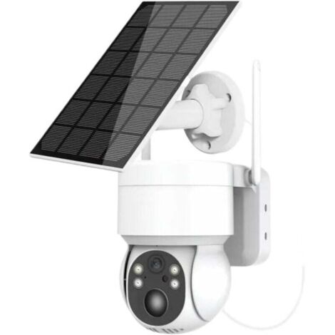 Caméra de sécurité extérieure PTZ solaire 1080p HD PIR, détection de présence humaine, sans fil, avec panneau solaire 7800 mAh, pour tous types d'environnements (1/4)