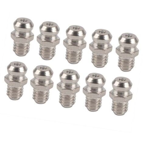 Lot de 10 embouts de rechange en métal pour pistolet à graisse, accessoires de lubrification résistants à la rouille pour l'automobile, la moto et l'industrie (M6 Straight) (1/4)