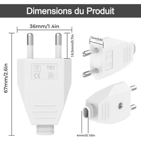 TIGER POWER SUPPLIES EU-RW-2P Noir Euro Droit Câblable Prise 2.5A EUR