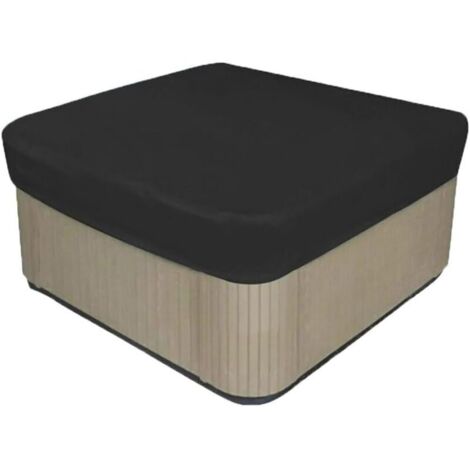 Housse de protection en polyacrylonitrile noir pour piscine extérieure carrée anti-feuilles 210D Oxford 210D anti-poussière spa baignoire-218 x 218 x 30 cm (1/4)