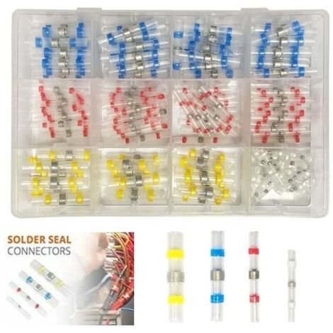200 Pices joint de soudure connecteur bout de fil isols, 4 tailles 26-10 AWG avec gaine thermortractable, cosse electriques pour Automobiles Motos, rapport de rtraction 3:1