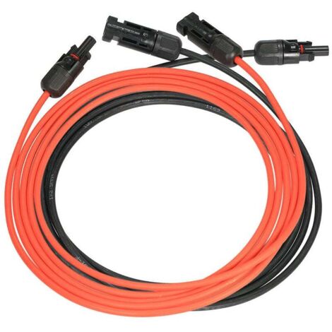 Ligne d'extension solaire photovoltaïque Cable d'extension de panneau solaire avec connecteur MC4 Paire rouge + noir, 14AWG 3 metres / 10 pieds (1/4)