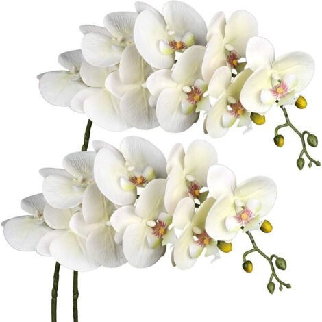 2 orchidées Phalaenopsis artificielles, fleurs en soie à 9 têtes, 96 cm, adaptées à la décoration de mariage à domicile (1/4)
