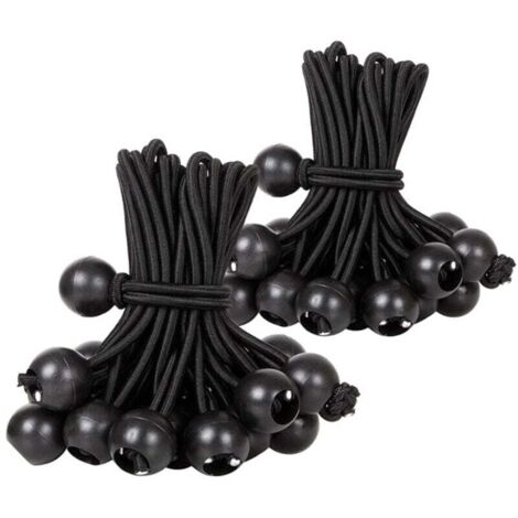 Tendeur Boule, Tendeur Elastique Noir, Tendeur Élastique pour Pavillon,Bâche,Camping,Tente,Rideaux Harnais d’Extension(30 Pièces Noir 300mm) (1/4)