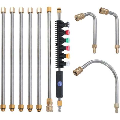 Pistolet pulvérisateur de nettoyage de toiture 10 pièces, raccord rapide 1/4", kit de nettoyage de gouttières (1/4)