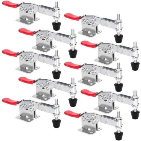 Lot de 10 pinces à levier fixes, robustes et antidérapantes, à dégagement rapide, horizontales (1/4)