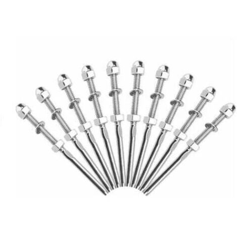 Raccord de câble en acier inoxydable pour gréement Écrou à chapeau Barre droite Raccords de câble pour garde-corps-1/8,10pcs (1/4)