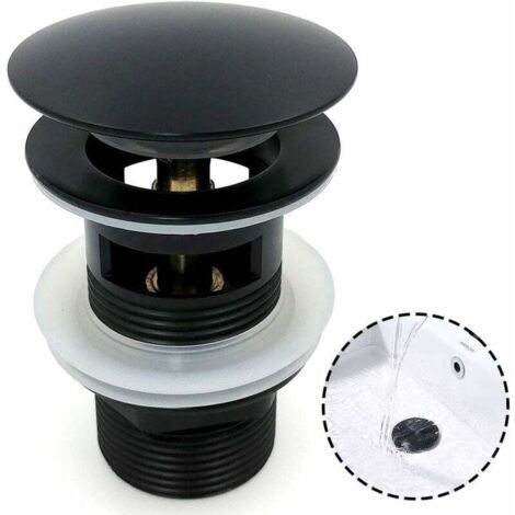 Égouttoir de lavabo de salle de bain, grande surface Pop Up Chrome Pop Up Drain, Pop Up automatique avec trop-plein, cuivre Pop Up Crack Stopper Égouttoir de lavabo de salle de bain (Noir) (1/5)
