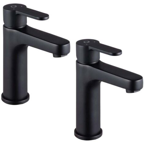 2 PCS Robinet Mitigeur Lavabo Elegant,Mitigeur Salle Bain L'eau Froid et Chaud,Robinet Lavabo Salle de Bain Noir 112MM LENIS-B - Noir (1/5)
