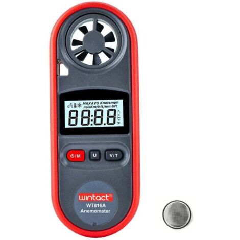 Jauge de compteur de vitesse du vent portable anémomètre, anémomètre de température de l'air numérique thermomètre de compteur de vitesse du vent vélomètre CVC (1/4)
