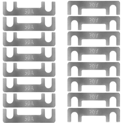 Bande de Fusible Plat Fusible de Voiture Fusibles Plats pour Auto 16pcs Lame de Fusibles pour Auto/Truck/RV/Camion/Moto (50A) (1/4)