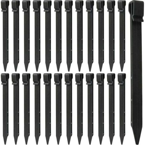 25 Pièces Piquets de Sol en Plastique, 25CM Piquets de Bordure de Paysage Robustes Piquets de Tente Pointes d'ancrage pour Tentes Planche Terrasse Bordure Pelouse Jardin Extérieur (Noir) (1/4)