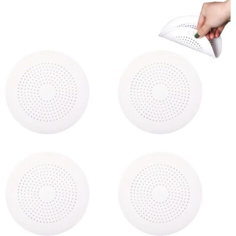 Lot de 4 filtres d'évier en silicone pour douche, baignoire et cuisine (blanc)