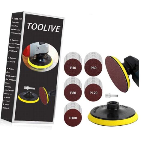Disques Plateau de Ponçage 125mm avec Filetage M14, 50 Pièces Disques Abrasifs pour Meuleuse d'angle, Grain 10x 40/60/80/120/180 Pour Poncer/Polir/Dérouiller- (1/4)