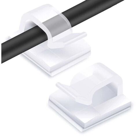 60 Pièces Clips Câbles, Attache Cable Adhesif Rangement de Accroche Cable Fixation Auto Collant, Cavalier Cable Electrique pour Gestion des câbles, Transparent (1/4)