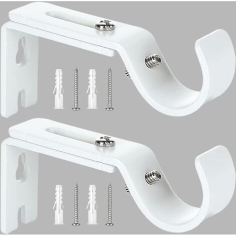 Support de Tringle à Rideau Réglable,2 Pcs Supports Murale Réglables,Support pour Tringle à Rideau,Compatible avec les tringles à rideau d'un diamètre maximal de 20mm-25mm(Blanc) (1/4)