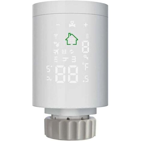 Thermostat Actuator for Radiator Valve Radiator LCD Screen on Body Powered by AA Batteries, Compatible with Amazon Alexa and Google Home (1/4)