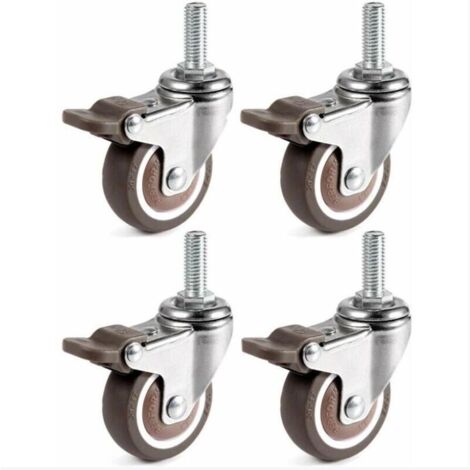 4 Pièces Roues Pivotantes, 25mm M6 x 15mm Pole Roulettes de Meubles pour Chariots (1/4)
