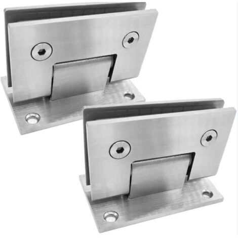 Charnière de porte en verre sans cadre en acier inoxydable 304, charnière de douche à clip pour verre de salle de bain à 90 degrés, 2pcs (1/4)
