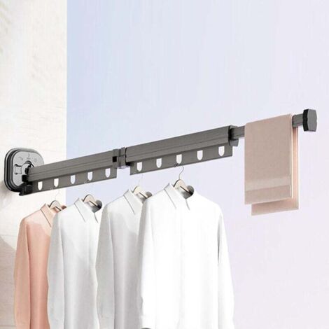 Séchoir à linge mural, gain de place, séchoir rétractable, séchoir à linge pliable en métal - 126cm (1/4)