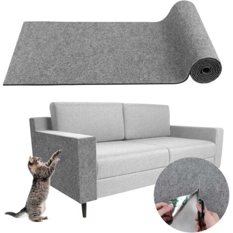 Tapis Griffoir Adhésif pour Chat - Protection Canapé Anti-Griffe DIY - Remplacement de la Tour à Chat (Gris Clair, 30×100cm) (1/4)