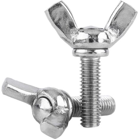 Lot de 5 vis à oreilles entièrement filetées M6 DIN316 en acier inoxydable 304 (M6 x 12 mm) (1/2)