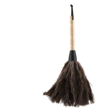 13.4inch plumeau en Plumes d'autruche avec Manche en Bois, Outils de Nettoyage lavables pour Livres, Clavier, Bureau, Maison (1/4)